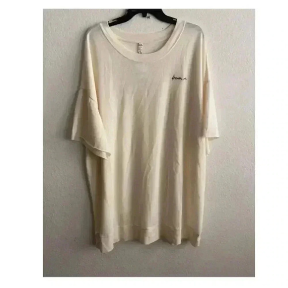 🆕 Free People Ivory Cozy Cool Girl Lounge T-Shirt M🆕 - Picture 7 of 16
